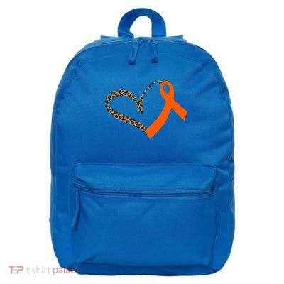 Leukemia Awareness Cancer Leopard Print Heart Orange Ribbon Meaningful Gift 16 in Basic Backpack