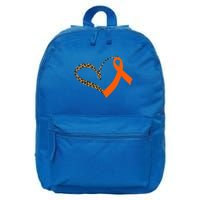 Leukemia Awareness Cancer Leopard Print Heart Orange Ribbon Meaningful Gift 16 in Basic Backpack