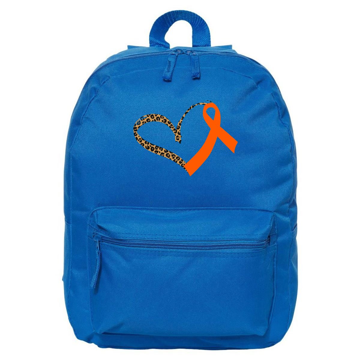 Leukemia Awareness Cancer Leopard Print Heart Orange Ribbon Meaningful Gift 16 in Basic Backpack