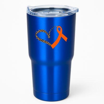 Leukemia Awareness Cancer Leopard Print Heart Orange Ribbon Meaningful Gift Tumbler