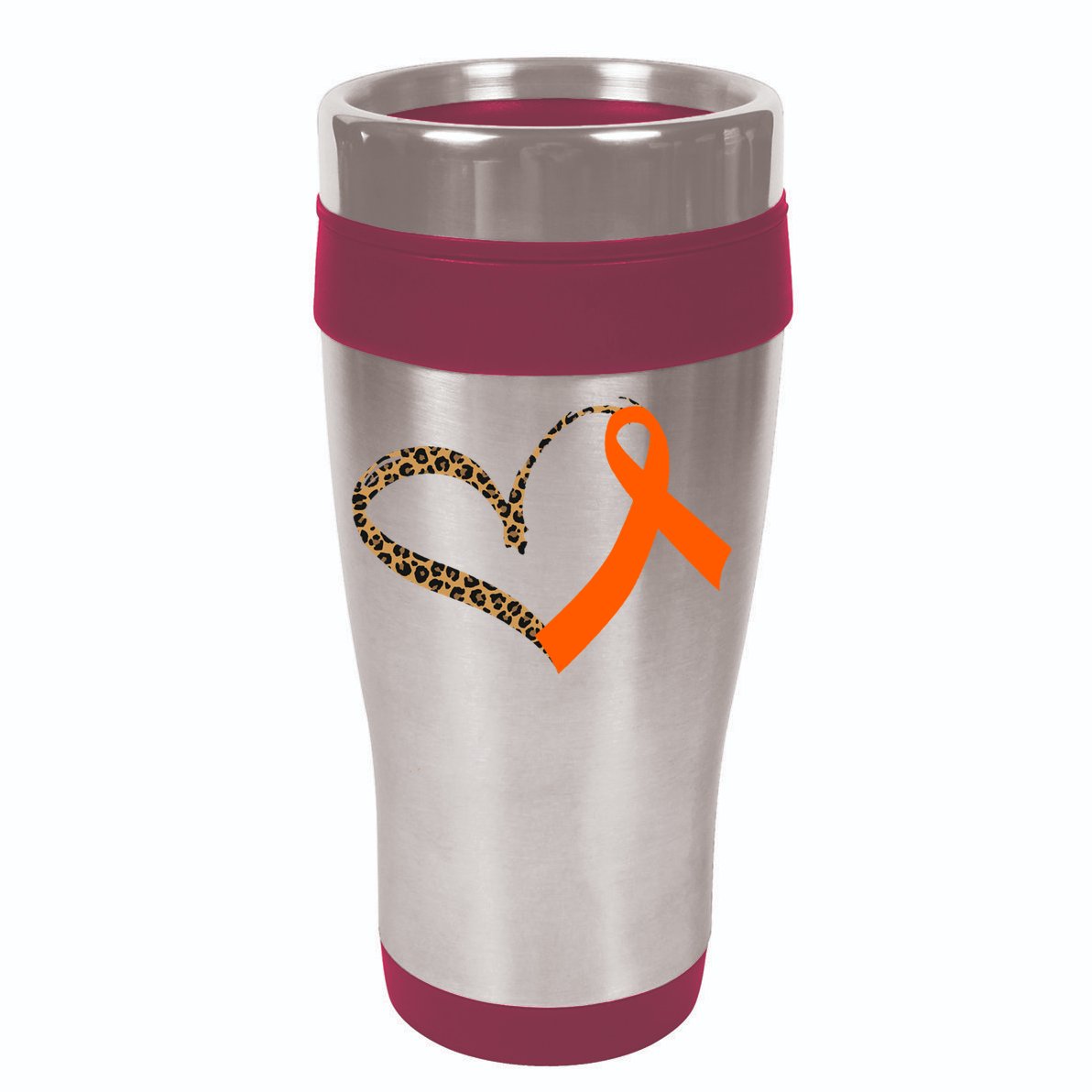 Leukemia Awareness Cancer Leopard Print Heart Orange Ribbon Meaningful Gift Womens Tank Top