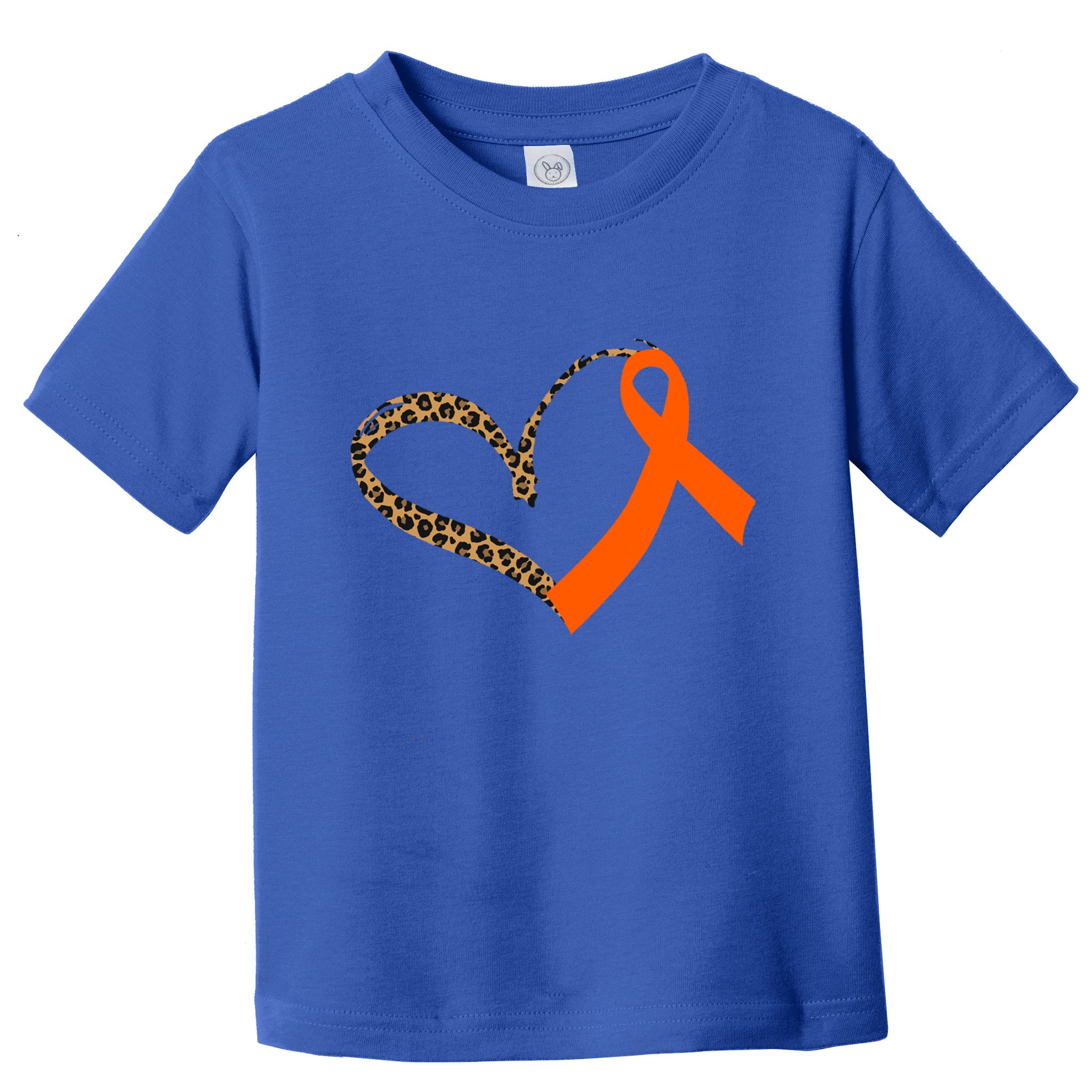 Leukemia Awareness Cancer Leopard Print Heart Orange Ribbon Meaningful Gift Toddler T-Shirt