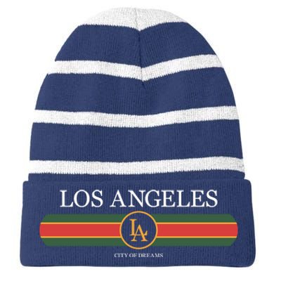 Los Angeles City Of Dreams Striped Beanie with Solid Band