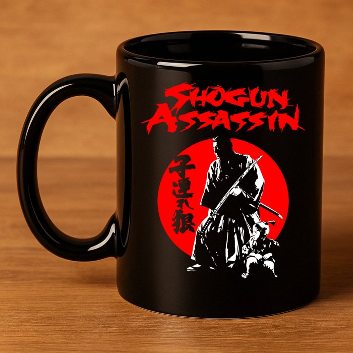 Lonewolf And Cub Aka Shogun Assassin Shintaro Katsu Japanese Classic Samurai Mov 11oz C Handle Ceramic Mug