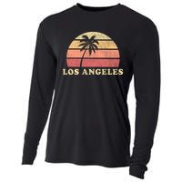 Los Angeles Ca Vintage 70s Retro Throwback Design Cooling Performance Long Sleeve Crew