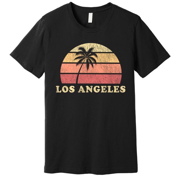 Los Angeles Ca Vintage 70s Retro Throwback Design Premium T-Shirt