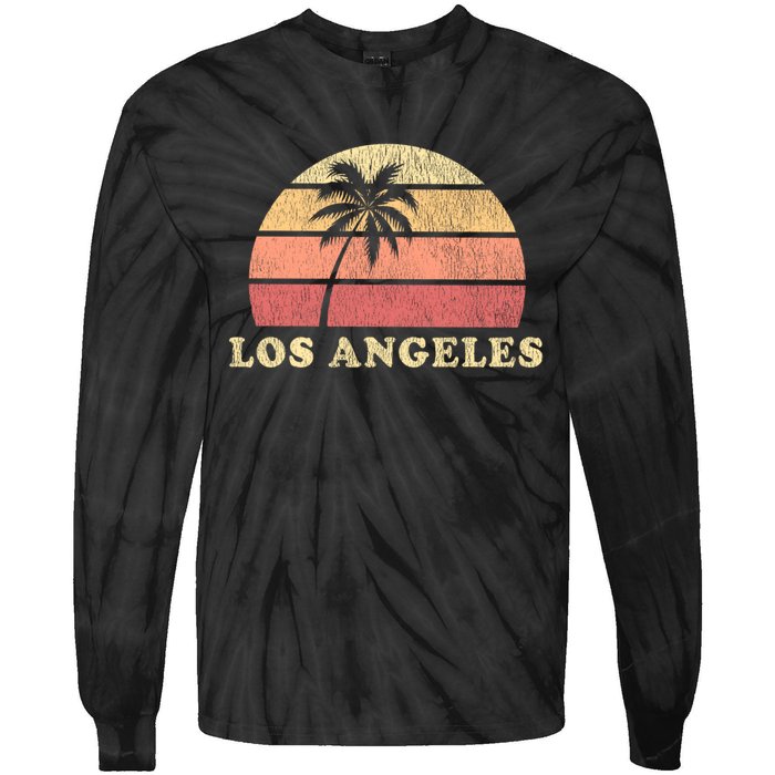 Los Angeles Ca Vintage 70s Retro Throwback Design Tie-Dye Long Sleeve Shirt