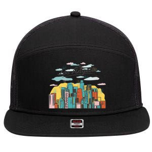 Los Angeles City View 7 Panel Mesh Trucker Snapback Hat