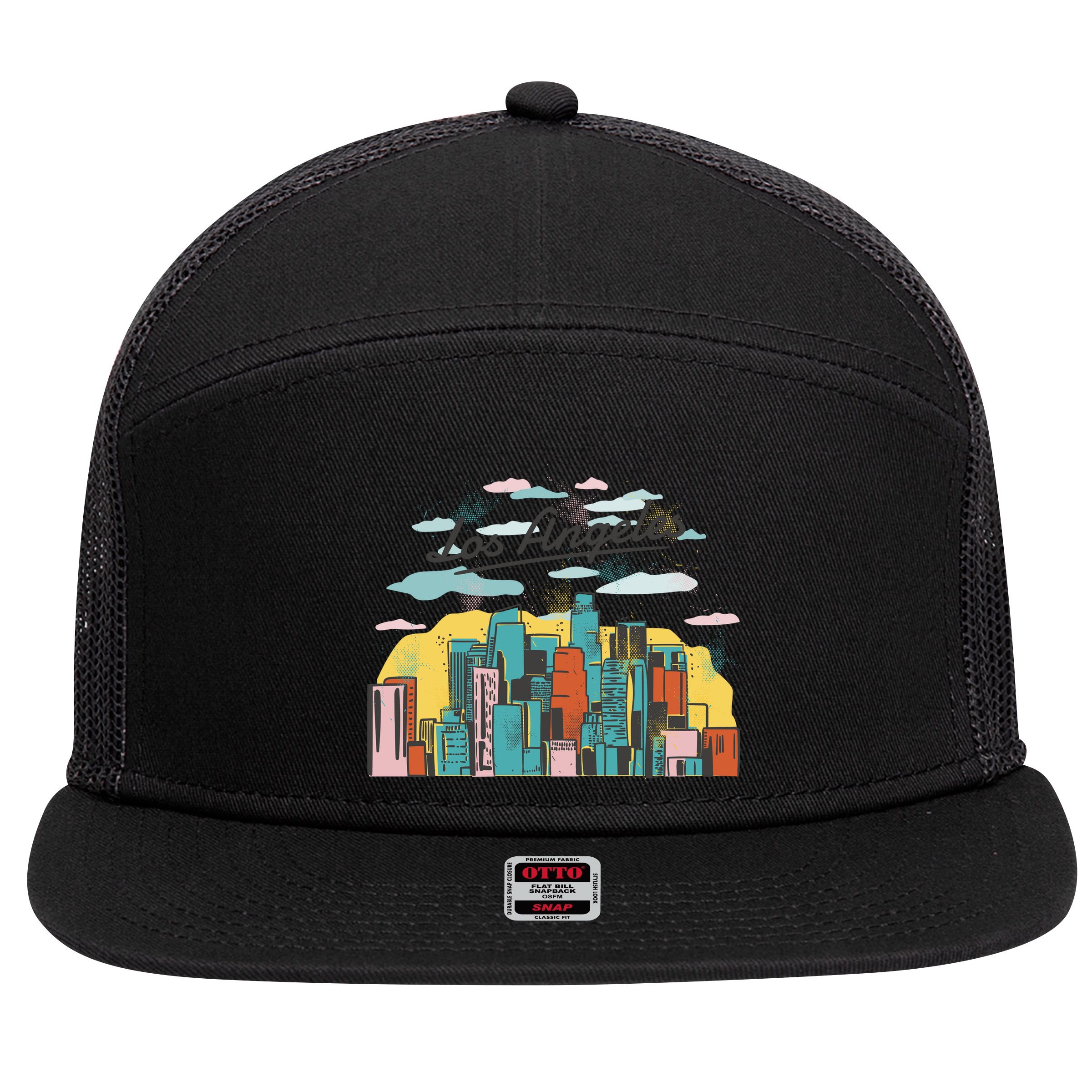 Los Angeles City View 7 Panel Mesh Trucker Snapback Hat