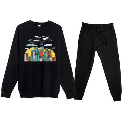 Los Angeles City View Premium Crewneck Sweatsuit Set