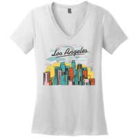 Los Angeles City View Women's V-Neck T-Shirt