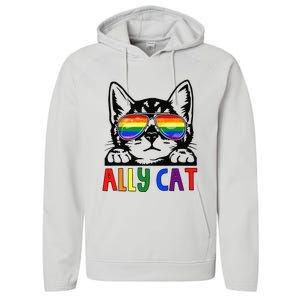 LGBT Ally Cat Be Kind Gay Rainbow Funny LGBTQ Gift Idea Performance Fleece Hoodie