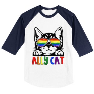 LGBT Ally Cat Be Kind Gay Rainbow Funny LGBTQ Gift Idea Baseball Sleeve Shirt