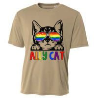 LGBT Ally Cat Be Kind Gay Rainbow Funny LGBTQ Gift Idea Cooling Performance Crew T-Shirt