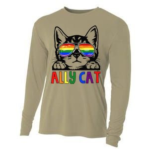 LGBT Ally Cat Be Kind Gay Rainbow Funny LGBTQ Gift Idea Cooling Performance Long Sleeve Crew