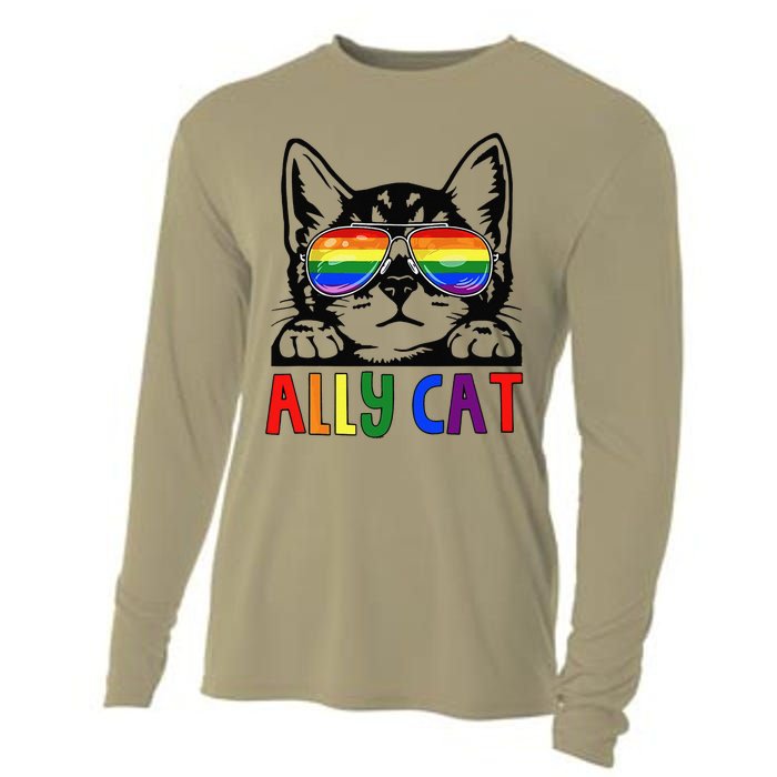 LGBT Ally Cat Be Kind Gay Rainbow Funny LGBTQ Gift Idea Cooling Performance Long Sleeve Crew