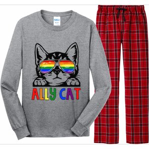 LGBT Ally Cat Be Kind Gay Rainbow Funny LGBTQ Gift Idea Long Sleeve Pajama Set