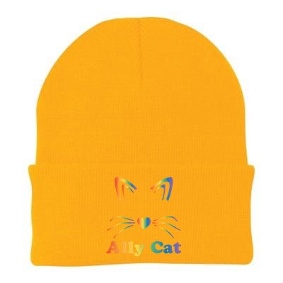 Lgbtq + Ally Cat Lgbtq Ally Cat Pride Gift Knit Cap Winter Beanie