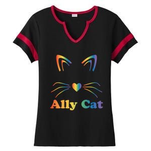 Lgbtq + Ally Cat Lgbtq Ally Cat Pride Gift Ladies Halftime Notch Neck Tee