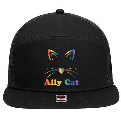 Lgbtq + Ally Cat Lgbtq Ally Cat Pride Gift 7 Panel Mesh Trucker Snapback Hat