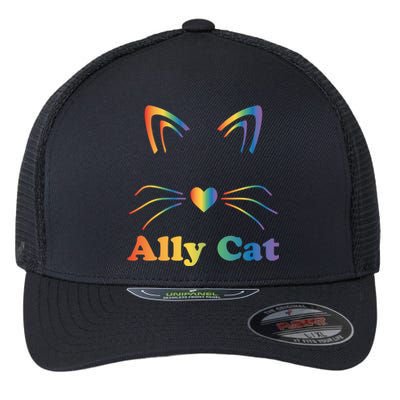 Lgbtq + Ally Cat Lgbtq Ally Cat Pride Gift Flexfit Unipanel Trucker Cap