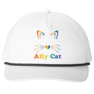 Lgbtq + Ally Cat Lgbtq Ally Cat Pride Gift Snapback Five-Panel Rope Hat