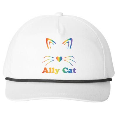 Lgbtq + Ally Cat Lgbtq Ally Cat Pride Gift Snapback Five-Panel Rope Hat