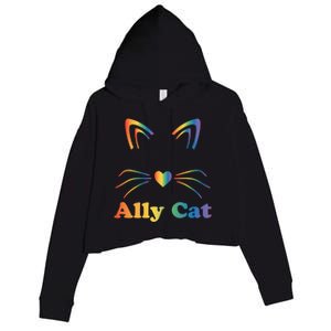 Lgbtq + Ally Cat Lgbtq Ally Cat Pride Gift Crop Fleece Hoodie