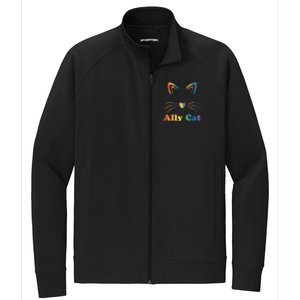 Lgbtq + Ally Cat Lgbtq Ally Cat Pride Gift Stretch Full-Zip Cadet Jacket