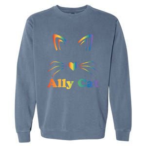 Lgbtq + Ally Cat Lgbtq Ally Cat Pride Gift Garment-Dyed Sweatshirt