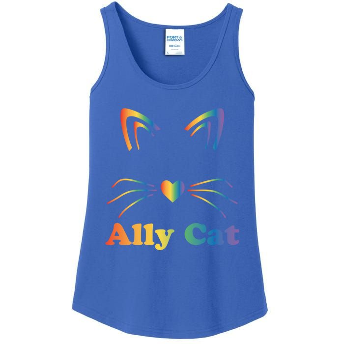 Lgbtq + Ally Cat Lgbtq Ally Cat Pride Gift Ladies Essential Tank