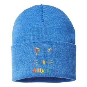 Lgbtq + Ally Cat Lgbtq Ally Cat Pride Gift Sustainable Knit Beanie