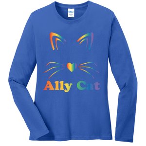 Lgbtq + Ally Cat Lgbtq Ally Cat Pride Gift Ladies Long Sleeve Shirt