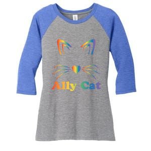 Lgbtq + Ally Cat Lgbtq Ally Cat Pride Gift Women's Tri-Blend 3/4-Sleeve Raglan Shirt