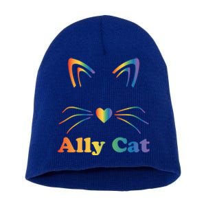 Lgbtq + Ally Cat Lgbtq Ally Cat Pride Gift Short Acrylic Beanie