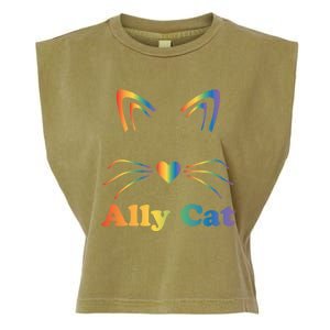 Lgbtq + Ally Cat Lgbtq Ally Cat Pride Gift Garment-Dyed Women's Muscle Tee