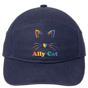 Lgbtq + Ally Cat Lgbtq Ally Cat Pride Gift 7-Panel Snapback Hat