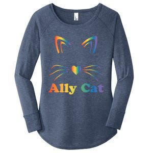 Lgbtq + Ally Cat Lgbtq Ally Cat Pride Gift Women's Perfect Tri Tunic Long Sleeve Shirt