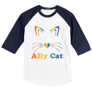 Lgbtq + Ally Cat Lgbtq Ally Cat Pride Gift Baseball Sleeve Shirt