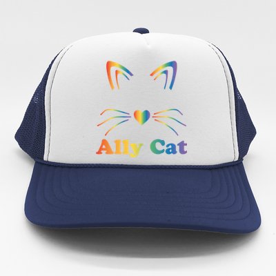 Lgbtq + Ally Cat Lgbtq Ally Cat Pride Gift Trucker Hat