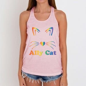 Lgbtq + Ally Cat Lgbtq Ally Cat Pride Gift Women's Knotted Racerback Tank