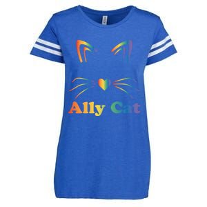 Lgbtq + Ally Cat Lgbtq Ally Cat Pride Gift Enza Ladies Jersey Football T-Shirt