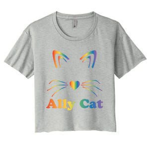 Lgbtq + Ally Cat Lgbtq Ally Cat Pride Gift Women's Crop Top Tee