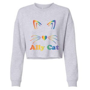 Lgbtq + Ally Cat Lgbtq Ally Cat Pride Gift Cropped Pullover Crew