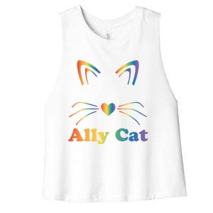 Lgbtq + Ally Cat Lgbtq Ally Cat Pride Gift Women's Racerback Cropped Tank