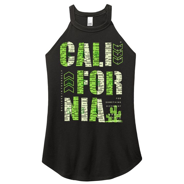 Los Angeles California Lettering Urban Women's Perfect Tri Rocker Tank