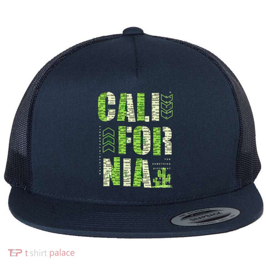 Los Angeles California Lettering Urban Flat Bill Trucker Hat