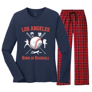 Los Angeles California Baseball Souvenirs Women's Long Sleeve Flannel Pajama Set 