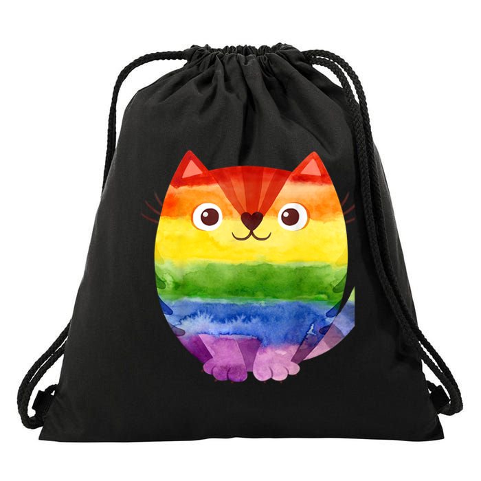 LGBT Allied Cat Be Kind Gay Rainbow Funny LGBTQ Drawstring Bag