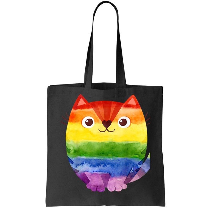 LGBT Allied Cat Be Kind Gay Rainbow Funny LGBTQ Tote Bag